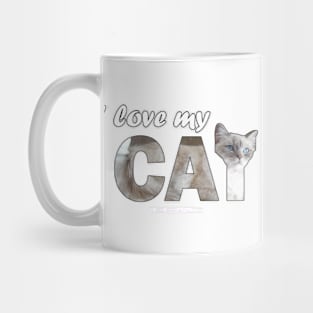 I love my cat - white long hair cat oil painting word art Mug